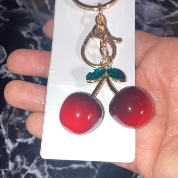 Cherry Keychain with Gold Accents - Picture 2 of 2